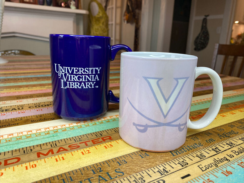 UVA University of Virginia VA Coffee MUG Cup Cavaliers Library LOT of 2